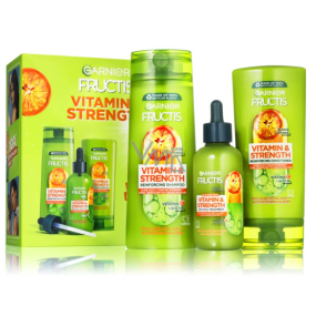 Garnier Fructis Vitamin & Strength šampon pro slabé vlasy s tendencí vypadávat 250 ml + kondicionér pro slabé vlasy s tendencí vypadávat 200 ml + sérum proti vypadávání vlasů 125 ml, kosmetická sada