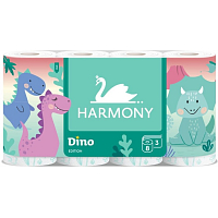 Harmony Dino dětský 3vrstvý toaletní papír, 8 rolí, 17,5m role