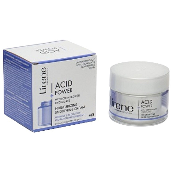 Lirene Acid Power hydratační krém s hydrolátem z chrpy, redukuje vrásky 50 ml