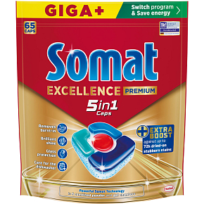 Somat tablety do myčky Excellence Premium 5v1, 65 ks