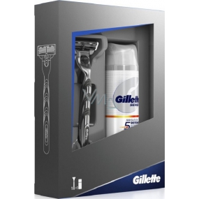 Gillette Mach3 holicí strojek + Mach3 Irritation 5 Defense gel na holení 75 ml, kosmetická sada, pro muže