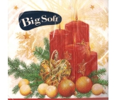 Big Soft Papírové ubrousky 2 vrstvé 33 x 33 cm 20 kusů Vánoční Svíčka a srdce bílé