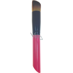 Kosmetický štětec na make-up kulatý šikmý vlas růžovo-černá rukojeť 15 cm