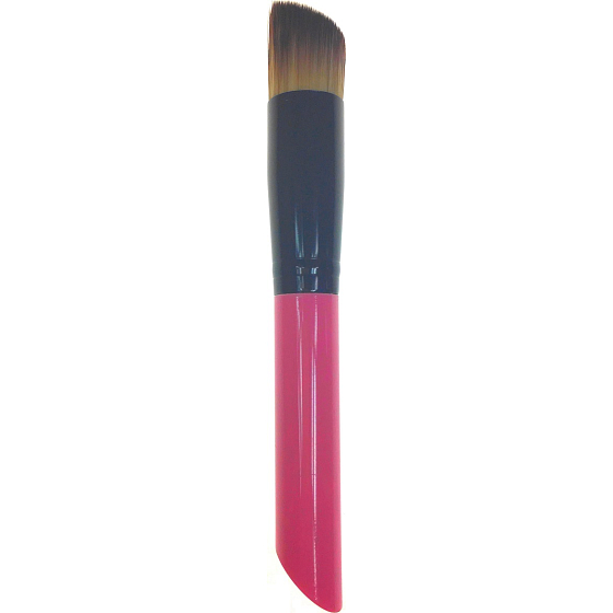 Kosmetický štětec na make-up kulatý šikmý vlas růžovo-černá rukojeť 15 cm
