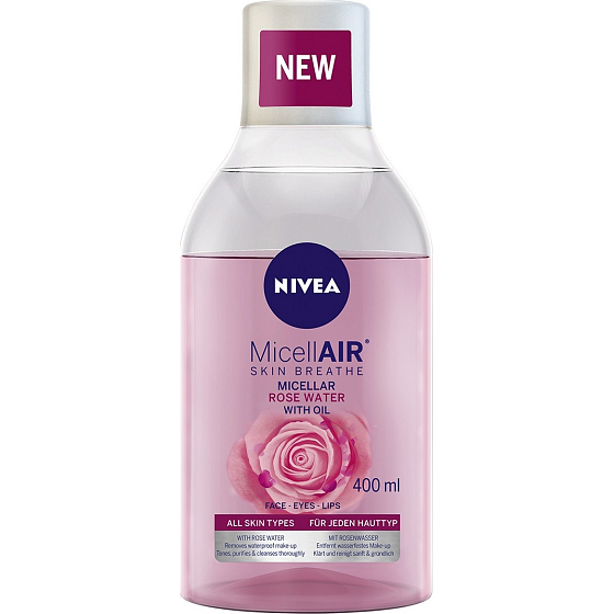 Nivea MicellAir dvoufázová micelární voda s růžovou vodou 400 ml