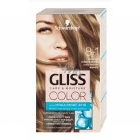 Schwarzkopf Gliss Color barva na vlasy 8-1 Chladný střední blond 2 x 60 ml