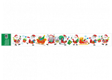 Okenní fólie bez lepidla s glitry pruh s dětskými motivy Santa Claus 59 x 7 cm