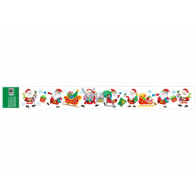 Okenní fólie bez lepidla s glitry pruh s dětskými motivy Santa Claus 59 x 7 cm
