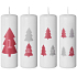 Emocio Advent Stromečky šedo-červené svíčka bílá válec 40 x 120 mm 4 kusy