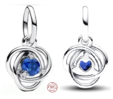 Charm Sterlingové stříbro 925 Modrý kruh věčnosti září, přívěsek na náramek symbol
