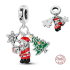 Charm Sterlingové stříbro 925 Vánoční 3v1 Santa, stromek a hvězda, přívěsek na náramek Vánoce