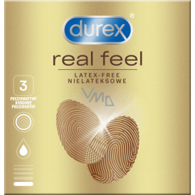 Durex Real Feel nelatexový kondom pro přirozený pocit kůže na kůži, nominální šířka: 56 mm 3 kusy