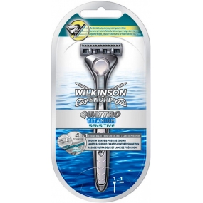 Wilkinson Sword Quattro Titanium Sensitive holicí strojek pro muže 1 kus + břitva 1 kus