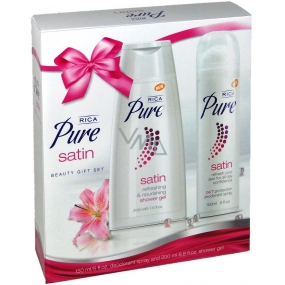 Rica Pure Satin sprchový gel 200 ml + deodorant sprej pro ženy 150 ml, kosmetická sada