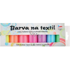 Kreativ Colour Barvy na textil - světlý, svítící ve tmě sada 7 barev 20 g + 2 šablony 6,5 x 2 cm