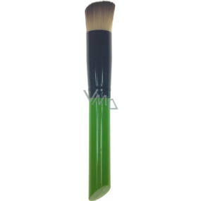 Kosmetický štětec na make-up kulatý šikmý vlas zeleno-černá rukojeť 15 cm