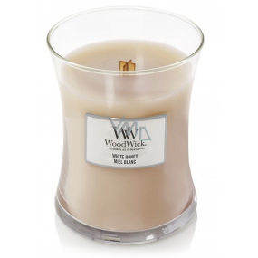 WoodWick White Honey - Bílý med vonná svíčka s dřevěným knotem a víčkem sklo střední 275 g
