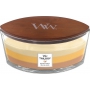 WoodWick Trilogy Golden Treats - Zlaté lahůdky vonná svíčka s dřevěným širokým knotem a víčkem loď 453 g