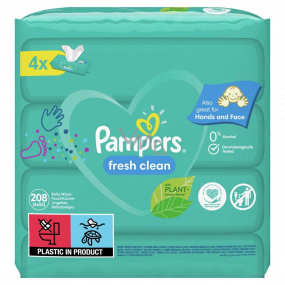 Pampers Fresh Clean vlhčené ubrousky pro děti 4 x 52 kusů