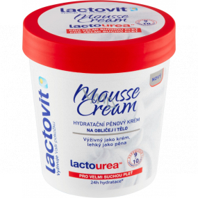 Lactovit Lactourea Mousse Cream hydratační pěnový krém na obličej i tělo pro velmi suchou pokožku 250 ml