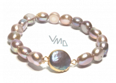 Perla fialová nepravidelná náramek elastický z přírodní 9 x 9 mm / 16 - 17 cm, symbol ženskosti, přináší obdiv