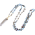 108 Mala Larimar náhrdelník meditační šperk, přírodní kámen surový křišťál, nuget 6 - 9 mm, přívěsek 8 - 15 x 45 - 70 mm