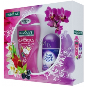 Palmolive Zimní zahrada Aroma Sensations Feel Glamorous hýčkající sprchový gel 250 ml + Lady Speed Stick Fresh & Essence Luxurious Freshness deodorant roll-on pro ženy 45 g, kosmetická sada