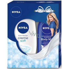 Nivea Creme Soft sprchový gel 250 ml + Výživné tělové mléko 250 ml, kosmetická sada