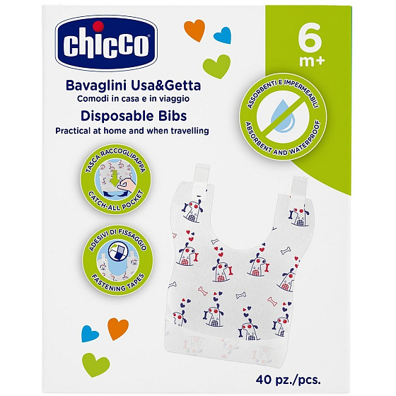 Chicco Easy Meal Bryndák jednorázový, vhodné na cesty, pro děti od 6 měsíců 40 kusů