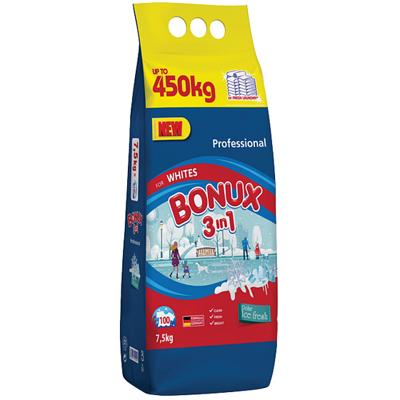 Bonux White Polar Ice Fresh 3v1 prací prášek na bílé prádlo 100 dávek 7,5 kg