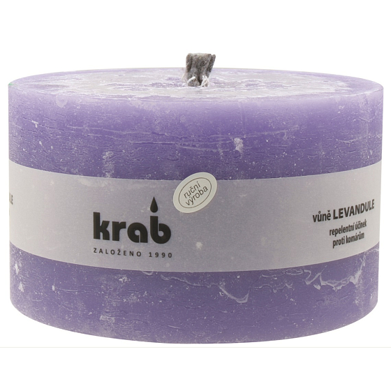 Krab Levandule repelentní zahradní svíčka rustik, hoří 45 hodin, 80 x 140 x 140 mm 1 000 g