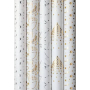 Zoewie Dárkový balicí papír 70 x 150 cm Vánoční Luxusní White Christmas s ražbou bílý zlaté hvězdy ve tvaru stromku