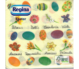 Regina Papírové ubrousky 1 vrstvé 33 x 33 cm 20 kusů Velikonoční žluté, barevné vajíčka a kvítečka
