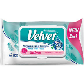 Velvet Intima 2v1 vlhčený toaletní papír, 42 ks Velvet Intima 2v1 vlhčený toaletní papír, 42 ks
