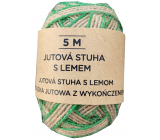 Albi Jutová stuha Přírodní se zeleným lemem 5 m