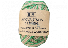 Albi Jutová stuha Přírodní se zeleným lemem 5 m