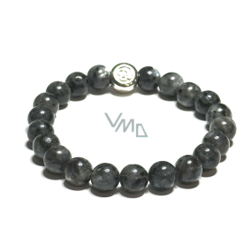 Larvikit náramek elastický z přírodního kamene, kulička 8 mm / 16 - 17 cm, kámen vitality