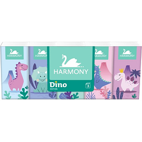 Harmony Dino 3vrstvé dětské papírové kapesníčky, 10× 10 ks Harmony Dino 3vrstvé dětské papírové kapesníčky, 10× 10 ks