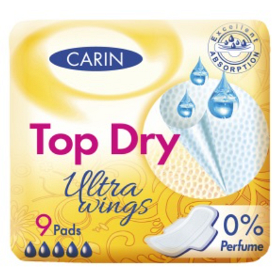 Carine Ultra Wings Top Dry intimní vložky 9 kusů