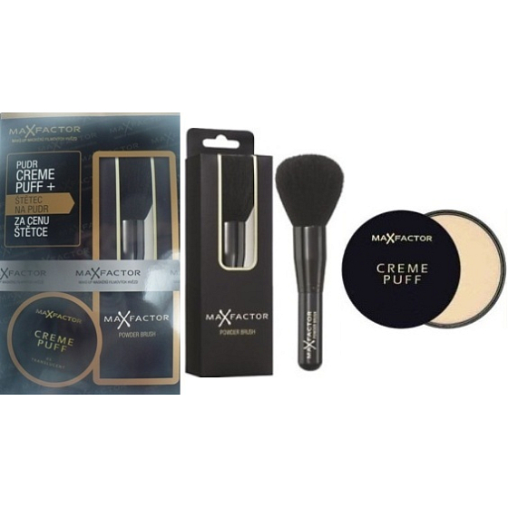 Max Factor Make-up & pudr Creme Puff Refill + štětec na pudr Powder Brush, kosmetická sada