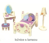 Mini Dream Home Dřevěné puzzle nábytek snů Ložnice s lampou 20 x 15 cm