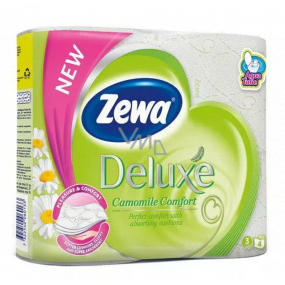 Zewa Deluxe Aqua Tube Camomile Comfort parfémovaný toaletní papír 3 vrstvý 150 útržků 4 kusů, rolička, kterou můžete spláchnout