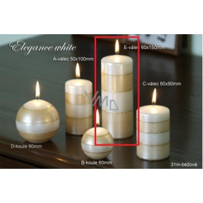 Lima Elegance White svíčka béžová válec 60 x 150 mm 1 kus