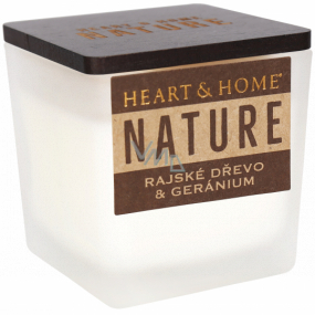 Heart & Home Nature Rajské dřevo a geránium vonná svíčka malá sklo, doba hoření až 20 hodin 90 g