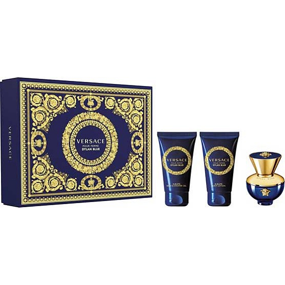 Versace Dylan Blue pour Femme parfémovaná voda pro ženy 50 ml + tělové mléko 50 ml + sprchový gel 50 ml, dárková sada
