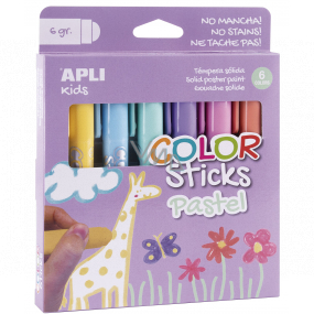 Apli Color Sticks temperové barvy suché pastelové 6 x 6 g, sada