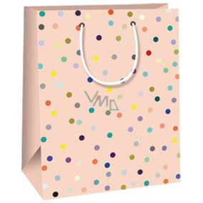 Ditipo Dárková papírová taška 18 x 10 x 22,7 cm Světle růžová barevné puntíky