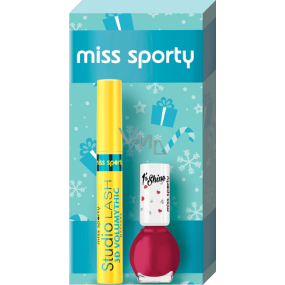 Miss Sporty Studio Lash 3D Volumythic řasenka 001 Black 8 ml + 1 Min to Shine lak na nehty 220 7 ml, kosmetická sada pro ženy