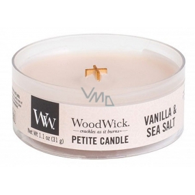 WoodWick Vanilla & Sea Salt - Vanilka a mořská sůl vonná svíčka s dřevěným knotem petite 31 g