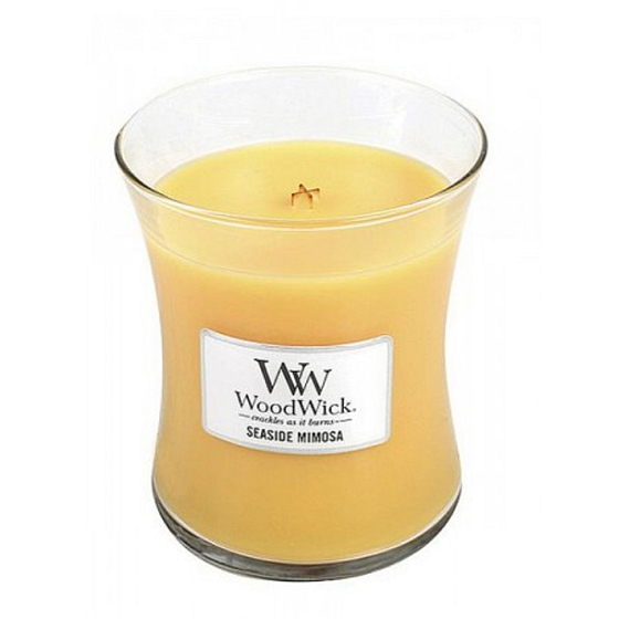 WoodWick Seaside Mimosa - Mimóza na pobřeží vonná svíčka s dřevěným knotem a víčkem sklo střední 275 g